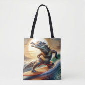 Krokodil op een surfplank tote bag (Voorkant)