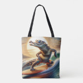 Krokodil op een surfplank tote bag (Achterkant)