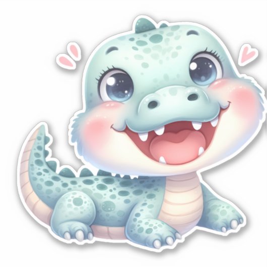 Krokodil op maat gesneden scrapbooking sticker (Voorkant)