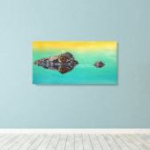 Krokodil op stilstaand water Canvasprint Canvas Afdruk (Insitu (Houten vloer))