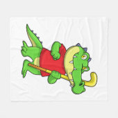 Krokodil op Veldhockey met stok Fleece Deken (Voorkant (Horizontaal))