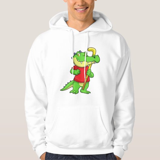 Krokodil op Veldhockey met stok Hoodie (Voorkant)