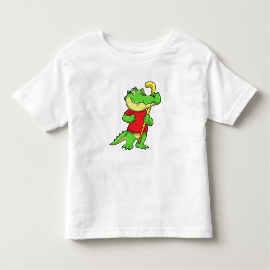 Krokodil op Veldhockey met stok Kinder Shirts (Voorkant)