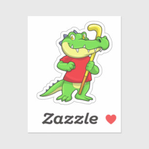 Krokodil op Veldhockey met stok Sticker