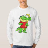 Krokodil op Veldhockey met stok T-shirt (Voorkant)
