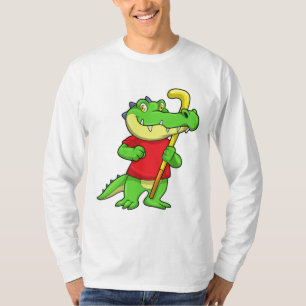 Krokodil op Veldhockey met stok T-shirt