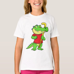 Krokodil op Veldhockey met stok T-shirt