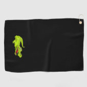 Krokodil op zwart golfhanddoek (Horizontaal)