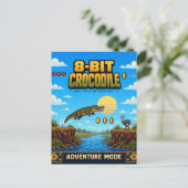 Krokodil, Retro 8-Bit Pixelkunst Briefkaart (Staand voorkant)