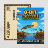 Krokodil, Retro 8-Bit Pixelkunst Briefkaart (Voorkant / Achterkant)