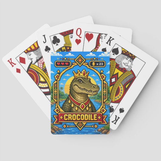Krokodil Retro 8-Bit Pixelkunst Pokerkaarten (Achterkant)