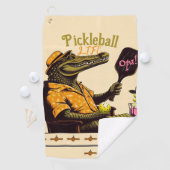 Krokodil Roze Drink Pickleball Handdoek w / Clip (Insitu)
