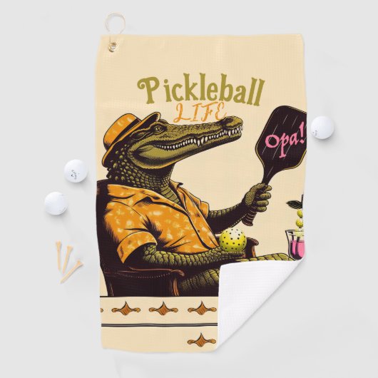 Krokodil Roze Drink Pickleball Handdoek w / Clip (Insitu)