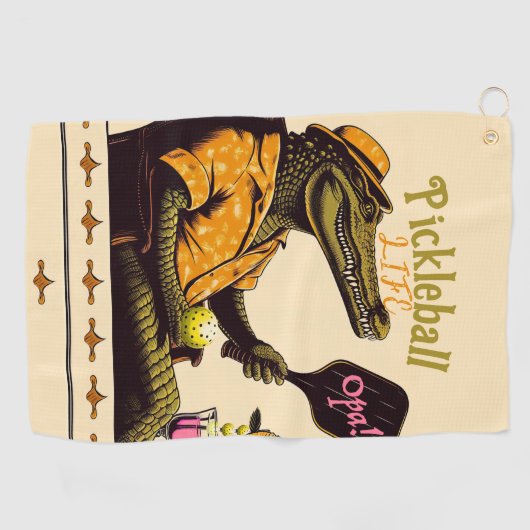 Krokodil Roze Drink Pickleball Handdoek w / Clip (Horizontaal)