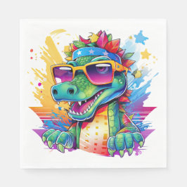 Krokodil Roze & Groen Bijpassende Verjaardag Servet