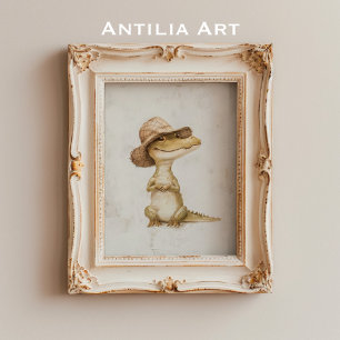 Krokodil schilderij alligator reptiel wild dier poster
