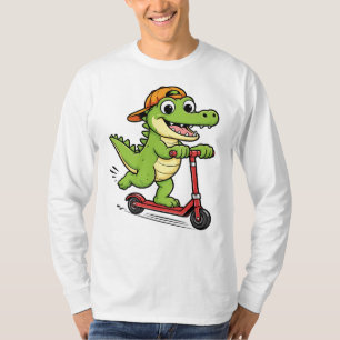 Krokodil speelt op scooter t-shirt