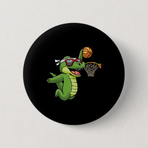 Krokodil Spelen Basketbal Alligator Basketbal Ronde Button 5,7 Cm