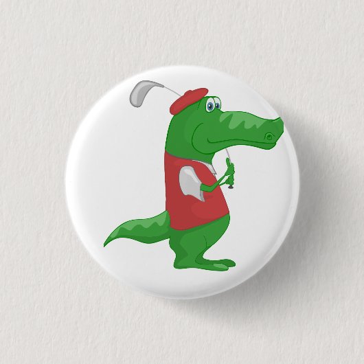 Krokodil Spelen Golf Ronde Button 3,2 Cm (Voorkant)