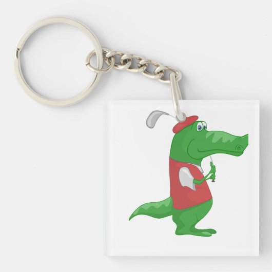 Krokodil Spelen Golf Sleutelhanger (voorkant)