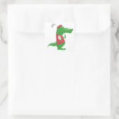 Krokodil Spelen Golf Vierkante Sticker (Tas)
