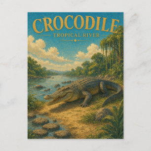 Krokodil Tropische Rivier Aquarel GeoSaga Briefkaart