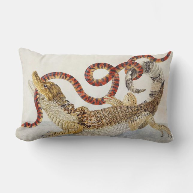 Krokodil V. Snake Reptile 20" Pillow Oranje/Red Kussen (Voorkant)