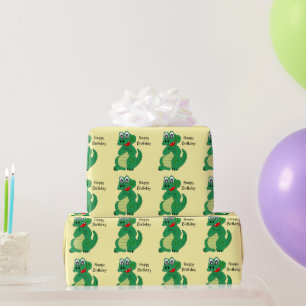 Krokodil Verjaardagscadeau elke achtergrondkleur Cadeaupapier