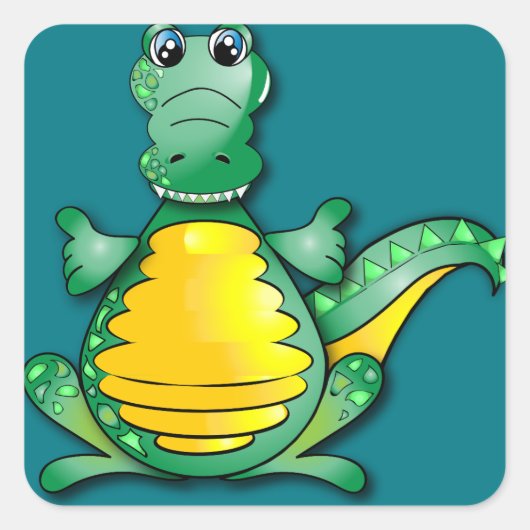 Krokodil Vierkante Sticker (Voorkant)
