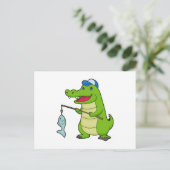 Krokodil Vissen Visser Vissen hengel Briefkaart (Staand voorkant)