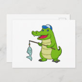 Krokodil Vissen Visser Vissen hengel Briefkaart (Voorkant / Achterkant)