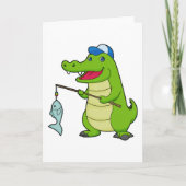 Krokodil Vissen Visser Vissenstok Kaart (Voorkant)