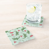 Krokodil Watermeloen, Abstract  Patroon. Glazen Onderzetter (Schuin)