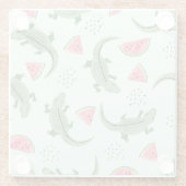 Krokodil Watermeloen, Abstract  Patroon. Glazen Onderzetter (Achterkant)