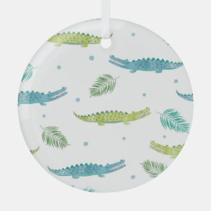 Krokodil Waterverf: alligator patroon Glas Ornament