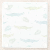 Krokodil Waterverf:  alligator patroon Glazen Onderzetter (Achterkant)