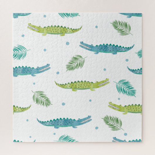 Krokodil Waterverf:  alligator patroon Legpuzzel (Verticaal)