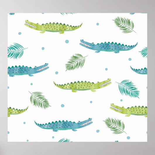 Krokodil Waterverf: alligator patroon Poster (Voorkant)