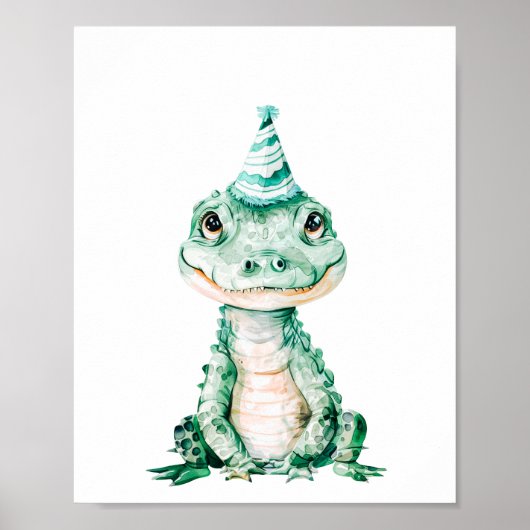 Krokodil Wild Safari Dieren Verjaardagsfeest Poster (Voorkant)