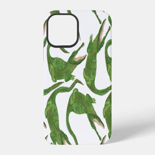 Krokodil Wit Aquarel Array iPhone Hoesje (Achterkant)