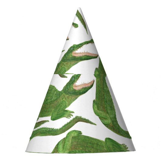 Krokodil Witte Waterverf Array Feesthoedjes (Voorkant)