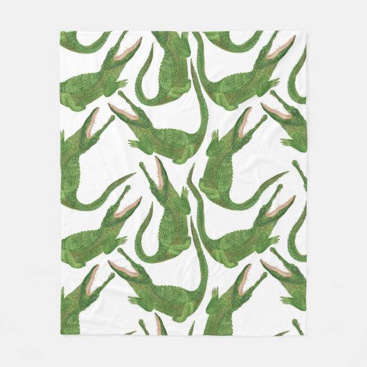 Krokodil Witte Waterverf Array Fleece Deken (Voorkant)
