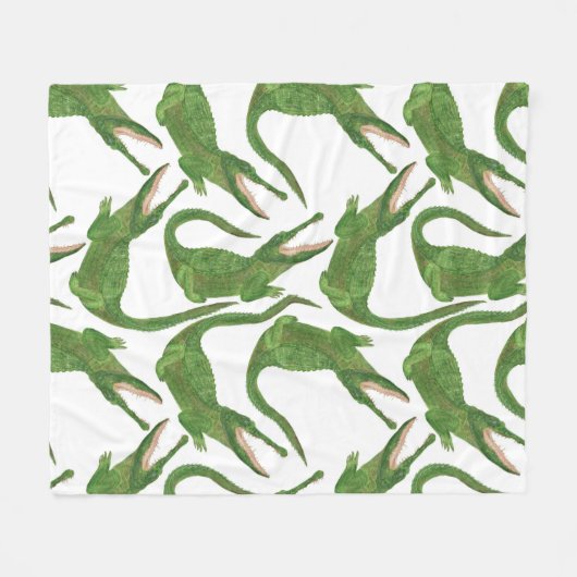 Krokodil Witte Waterverf Array Fleece Deken (Voorkant (Horizontaal))