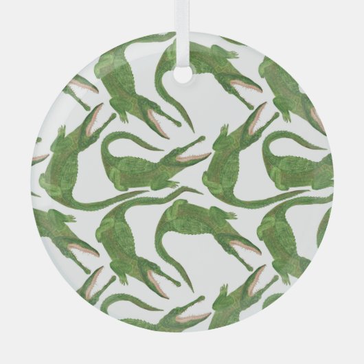 Krokodil Witte Waterverf Array Glas Ornament (Voorkant)