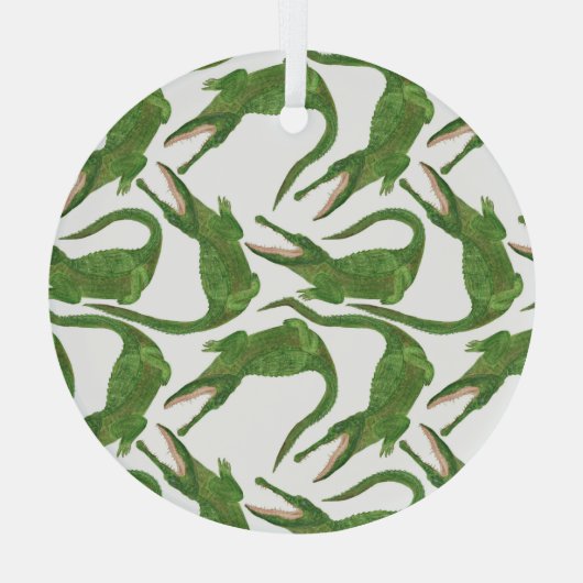 Krokodil Witte Waterverf Array Glas Ornament (Achterkant)