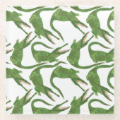 Krokodil Witte Waterverf Array Glazen Onderzetter (Voorkant)