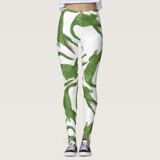 Krokodil Witte Waterverf Array Leggings (Voorkant)