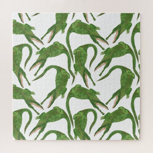 Krokodil Witte Waterverf Array Legpuzzel (Horizontaal)