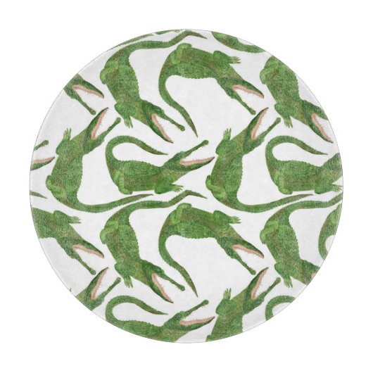 Krokodil Witte Waterverf Array Snijplank (Voorkant)