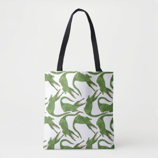Krokodil Witte Waterverf Array Tote Bag (Voorkant)